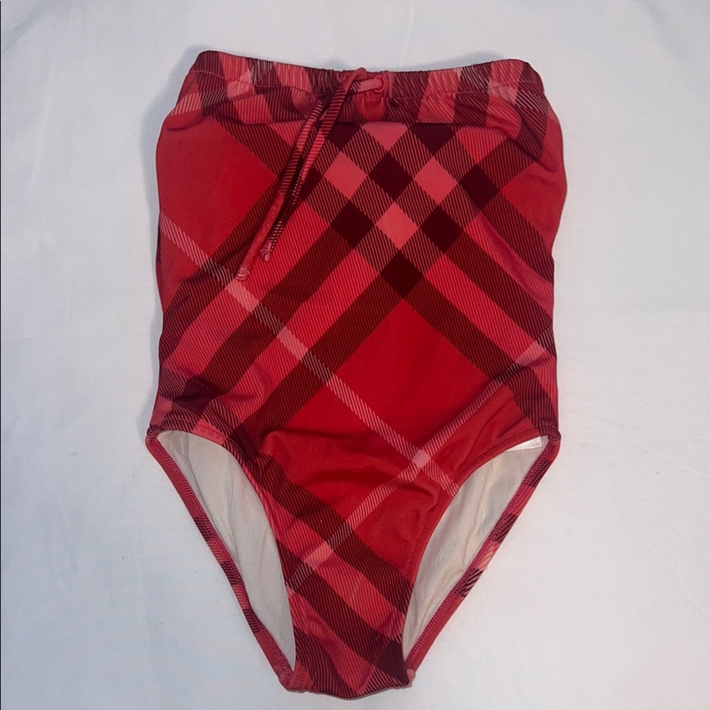 Burberry Red Plaid strapless Swimsuit